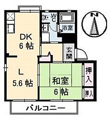 レジデンス原尾島C 1LDKの間取図画像