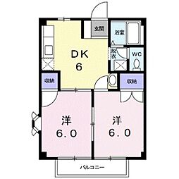ハイムあすなろA 2DKの間取図画像