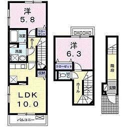 アリアキャメル2 2LDKの間取図画像