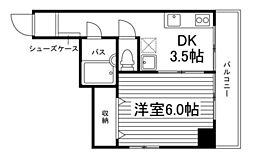 グレイス岡山 1DKの間取図画像