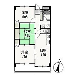 グローヴ柚ノ木 3LDKの間取図画像