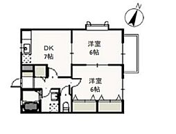 メゾン・ド・リヴィエール 2DKの間取図画像