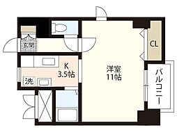 カーサ・フィオーレ表町 1Kの間取図画像