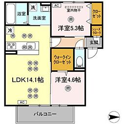 ラ・シャルール 2LDKの間取図画像