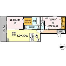 ラ・シャルール 2LDKの間取図画像