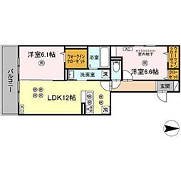 ラ・シャルール 2LDKの間取図画像