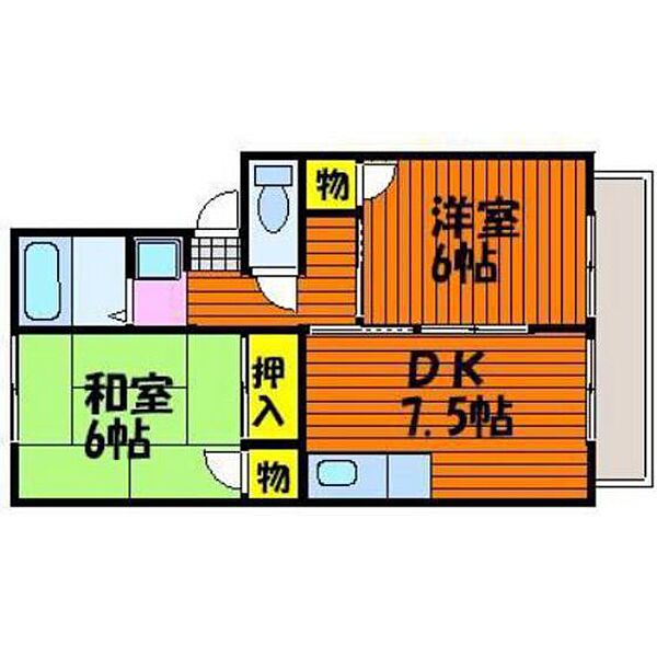 岡山県岡山市中区西川原(賃貸アパート2DK・2階・45.36㎡)の写真 その2