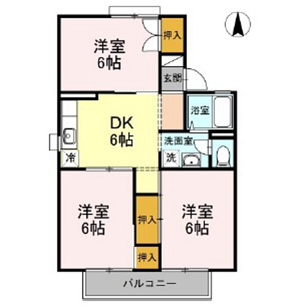 岡山県岡山市南区芳泉3丁目(賃貸アパート3DK・2階・53.46㎡)の写真 その2