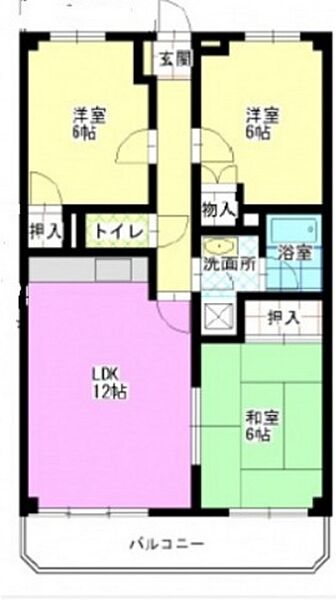 岡山県岡山市北区下中野(賃貸マンション3LDK・3階・67.63㎡)の写真 その2