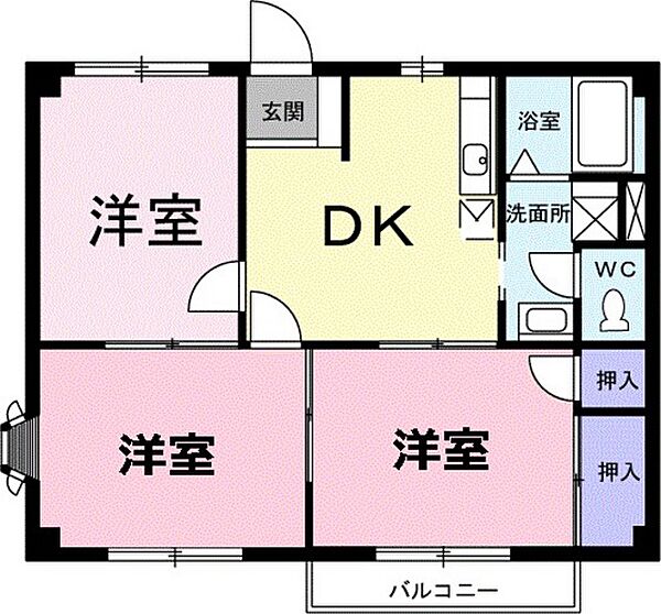 岡山県岡山市南区藤田(賃貸アパート3DK・2階・52.17㎡)の写真 その2