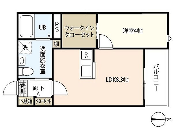 岡山県岡山市北区南方2丁目(賃貸アパート1LDK・1階・36.78㎡)の写真 その2