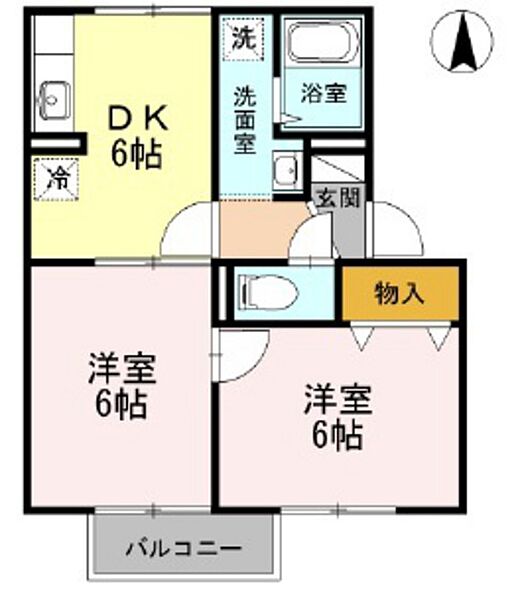 岡山県岡山市北区辰巳(賃貸アパート2DK・2階・42.07㎡)の写真 その2