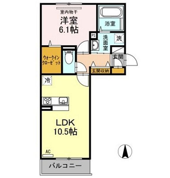 岡山県岡山市中区平井(賃貸アパート1LDK・2階・42.93㎡)の写真 その2