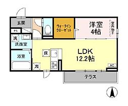 岡山県岡山市北区西長瀬（賃貸アパート1LDK・1階・41.86㎡） その2