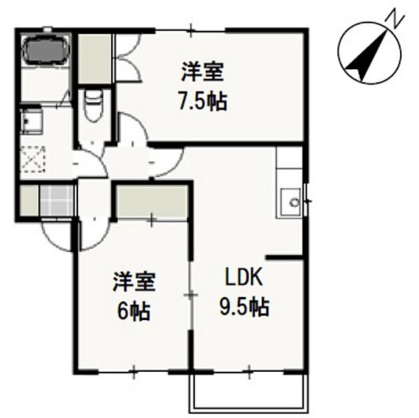 岡山県岡山市南区西市(賃貸アパート2LDK・2階・54.65㎡)の写真 その2