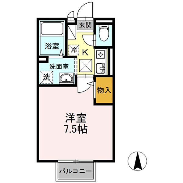 岡山県岡山市北区花尻ききょう町(賃貸アパート1K・2階・23.18㎡)の写真 その2