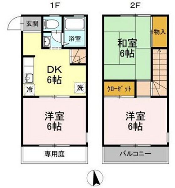 岡山県岡山市南区泉田3丁目(賃貸テラスハウス3DK・1階・55.19㎡)の写真 その2