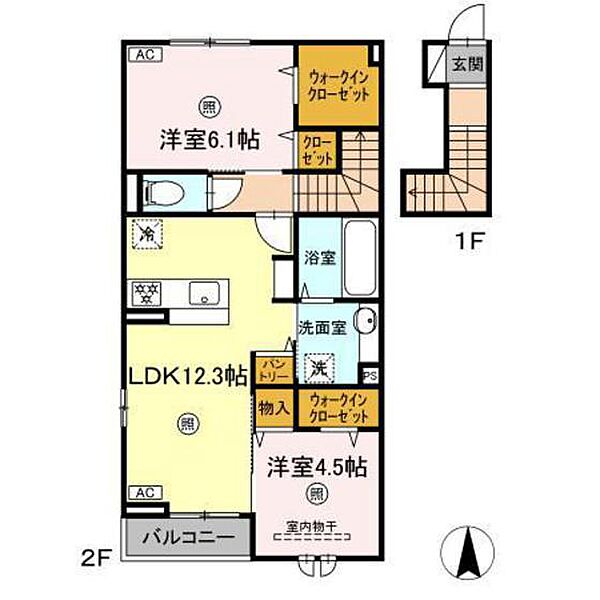 ソレイユ　Ａ棟 ｜岡山県岡山市北区白石西新町(賃貸アパート2LDK・2階・62.40㎡)の写真 その2