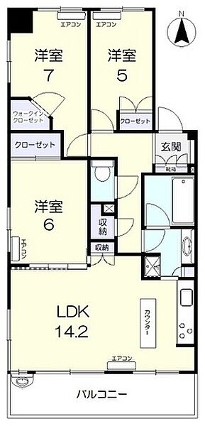 西古松パーク・ホームズ ｜岡山県岡山市北区西古松1丁目(賃貸マンション3LDK・2階・75.15㎡)の写真 その2