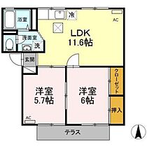 ノーブル清水　C棟  ｜ 岡山県岡山市中区清水2丁目（賃貸アパート2LDK・1階・50.29㎡） その2