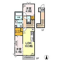 クレール　B  ｜ 岡山県岡山市中区清水1丁目（賃貸アパート2LDK・2階・56.56㎡） その2