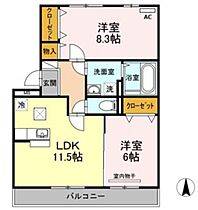 リバーパレス　B棟  ｜ 岡山県岡山市南区西市（賃貸アパート2LDK・1階・60.88㎡） その2