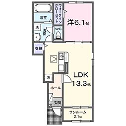 ベニアージュ　Ｅ 1階1LDKの間取り