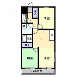 グランデュール東古松 3DKの間取図画像