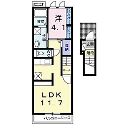 シェリールB 1LDKの間取図画像