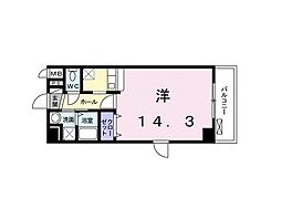 リョーアイ 4階ワンルームの間取り