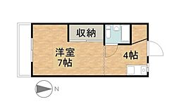 ホワイトメゾンミツオカ 1Kの間取図画像
