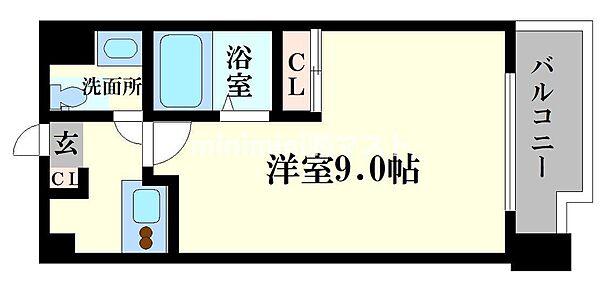 ディアコート 902｜大阪府大阪市城東区新喜多2丁目(賃貸マンション1K・9階・24.40㎡)の写真 その2