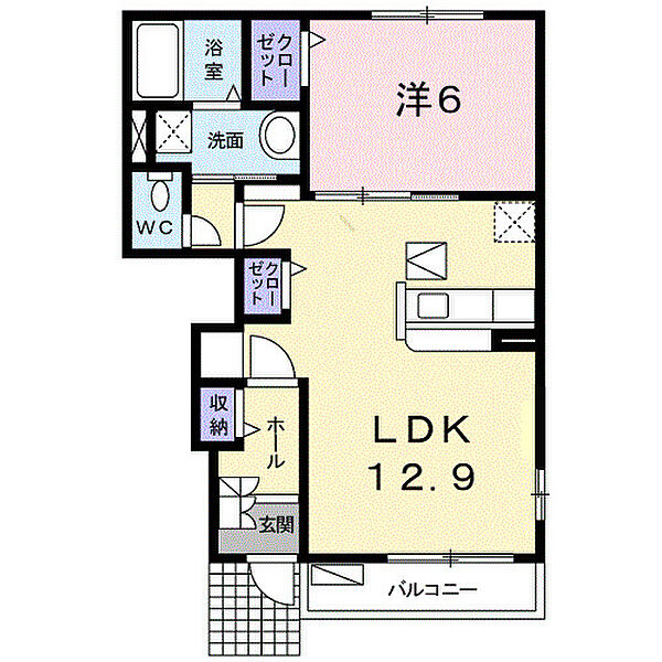 ヴィラ　ウィングスI ｜神奈川県伊勢原市下糟屋(賃貸アパート1LDK・1階・46.22㎡)の写真 その2