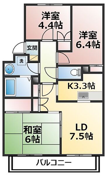 プチフォーレ高森I ｜神奈川県伊勢原市高森6丁目(賃貸マンション3LDK・2階・65.68㎡)の写真 その2