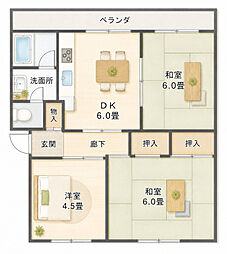 KNハイツ 3DKの間取図画像