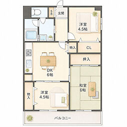 グレイス辻本 3DKの間取図画像