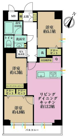 間取り ライオンズマンション川崎第5 7階/-