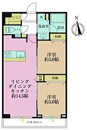 ベイクレストタワー 2LDKの間取図画像