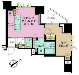 パークタワー大森 1LDKの間取図画像