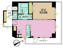 マートルコート中目黒 1LDKの間取図画像