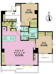マンション雅叙苑5号館 2LDKの間取図画像