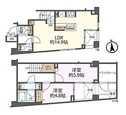 オープンレジデンス赤坂テラス 2LDKの間取図画像