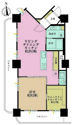 ヴィルクレール川崎タワー 1LDKの間取図画像