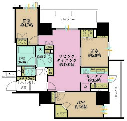 ブランズ愛宕虎ノ門 3LDKの間取図画像