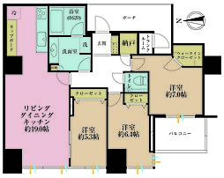ワールドシティタワーズアクアタワーA1棟 3LDKの間取図画像