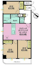 小野宮ニックハイム鶴見第5 3LDKの間取図画像