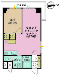 信濃町ハイム 1LDKの間取図画像