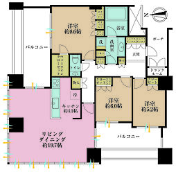 ワールドシティタワーズキャピタルタワーC2棟 3LDKの間取図画像