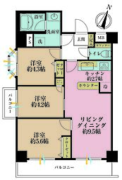 ダイアパレス生麦第3 3LDKの間取図画像