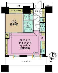 カテリーナ三田タワースイートイーストアーク 1LDKの間取図画像
